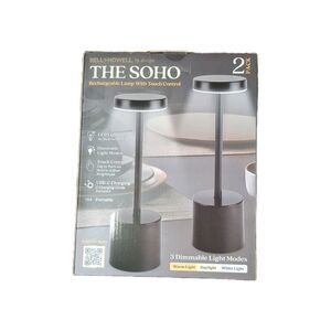Bell + Howell THE SOHO LED Rechargeable Touch Desk Lamp 2 Pack, Black, 3 Modes